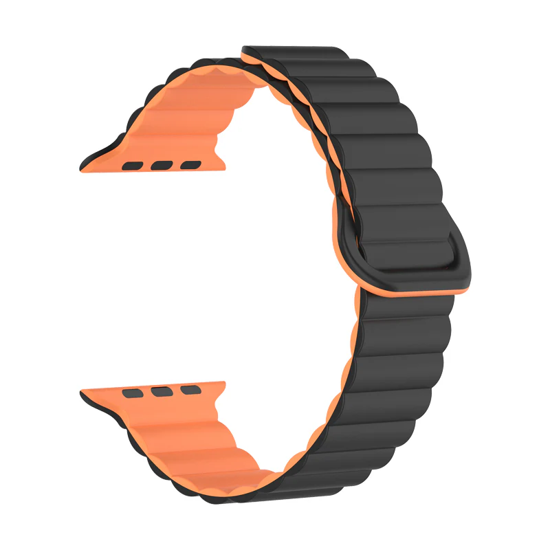 Bracelete Silicone Inmove Apple Watch Magnetic 44/45/46/49mm Preto/Laranja